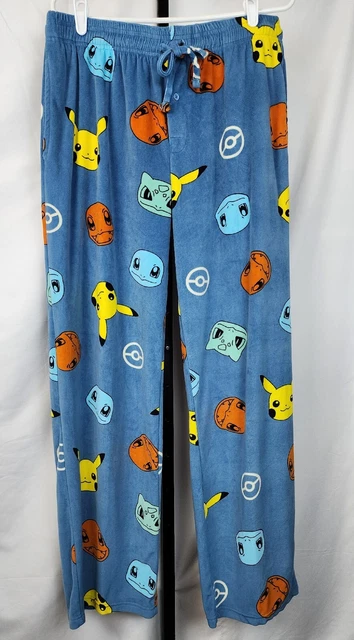 Pokemon Pajama Bottoms Men's Size Large Blue Graphic Pikachu All Over Print