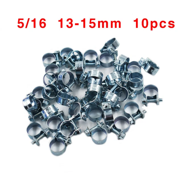 10 Pack 5/16"（13mm-15mm） Fuel Injection Gas Line Hose Clamps Clip Pipe
