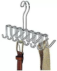 Idesign Tie And Belt Hanger With 14 Hooks Handy Metal Tie Rack For Wardrobe Or