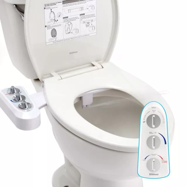 Toilet Seat Bidet with Self Cleaning Dual Nozzle, Hot and Cold Water Spray