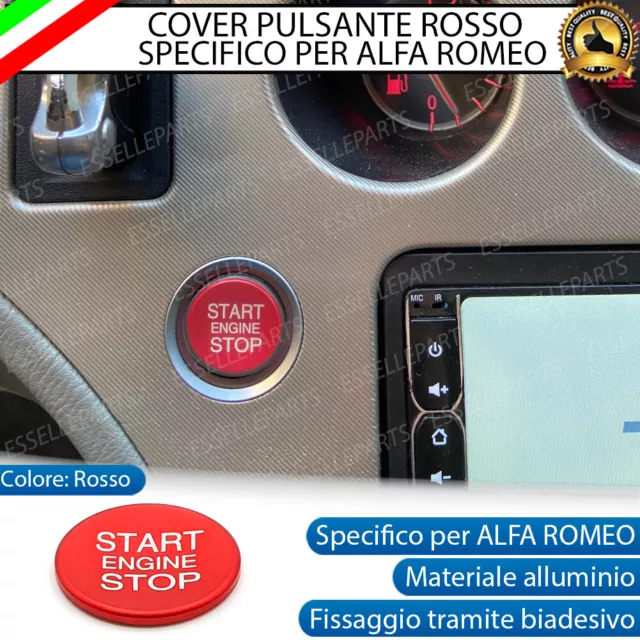 Cover Pulsante Start Stop Alfa 159 Brera Spider Tasto Accensione Rosso Alluminio