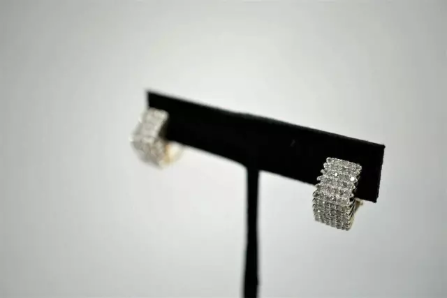 1CT ROUND CUT Lab-Created Diamond Womens Hoop Earrings 14K Two Tone ...