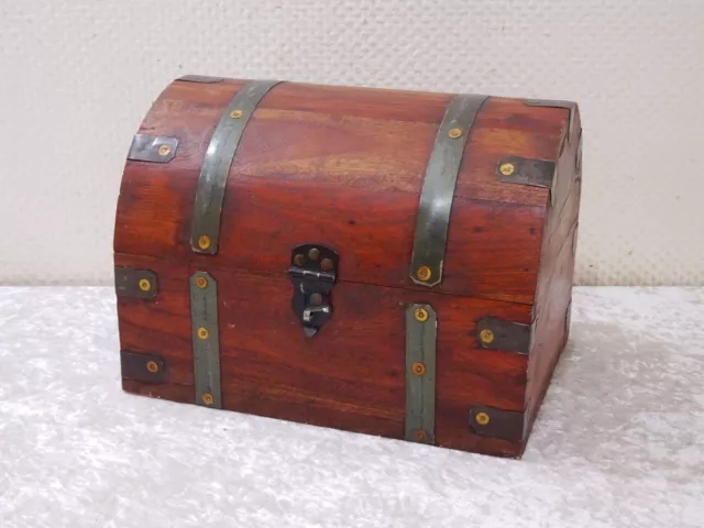 Bois Caisse Box Coffre Ferrure Style Vintage Antique - 27,5 CM X 20 CM