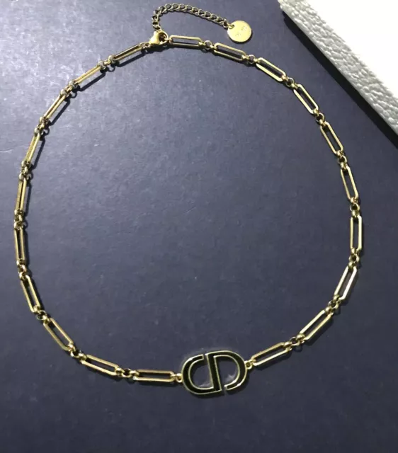 CHRISTIAN DIOR Nautical CD Gold Plated Chain Necklace – ATTICO ORO
