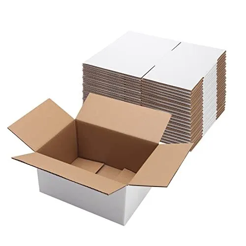 8x6x4 Inches White Shipping Boxes Pack of 25 Corrugated Cardboard Boxes Maili...