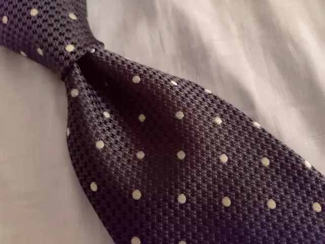 NWT TOM FORD Dark Gray White Dots Woven Silk Tie In Original Bag Italy $270