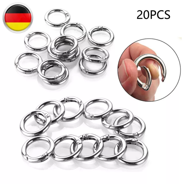 20x Edelstahl Rund Kettenverschluss Schmuckverschluss Karabiner Ring Ringe 17mm