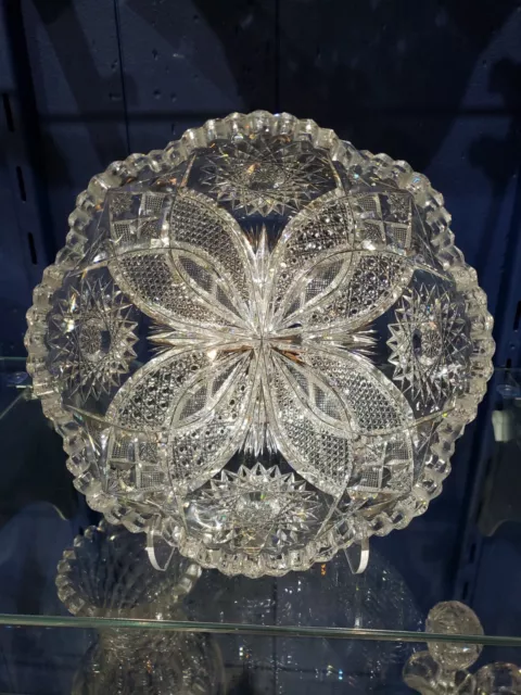 8" Bowl, American Brilliant Period Cut glass Crystal Kelly  & Steinman "Raleigh"