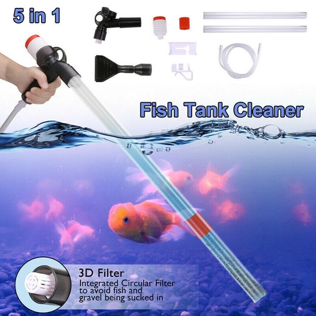 5 in 1 Fish Tank Cleaner Kit Pump Siphon Water Vacuum Aquarium Cleaning UK