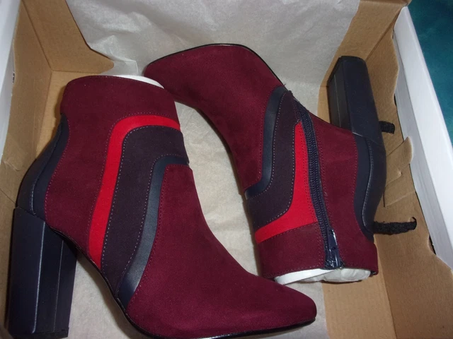 Eram / Bottines Boots Cuir et Daim Noir/Rouge/Gris  T.35 NEUF