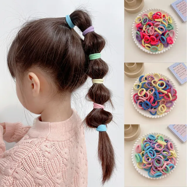 100Pcs Kids Girls Elastic Ropes Hair Ties Ponytail Holder Rubber Band Hairband❶