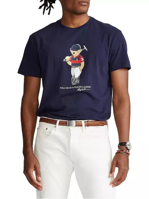 Polo Ralph Lauren Mens Polo Bear Jersey T-Shirt in Navy-Large