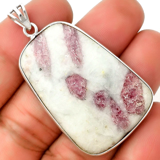 Natural Pink Tourmaline in Quartz 925 Sterling Silver Pendant Jewelry P-1001