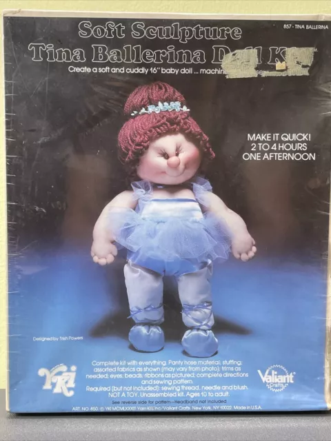 Vintage 1983 Soft Sculpture Doll Kit 16" Tina Ballerina Doll YKI 857 New Sealed