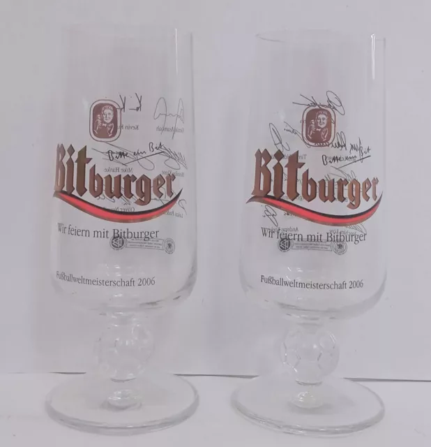 Bitburger WM 2006 Biergläser mit Unterschriften Nationalmannschaft