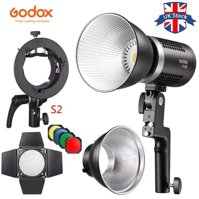 UK Godox ML60 60W LED Video Light Silent Mode+BD-04 Barndoor+ad-r6 Reflector Kit