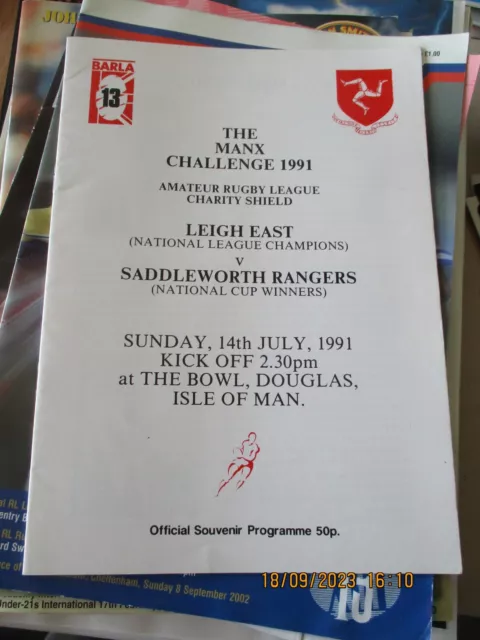 1991 Amateur Rugby League Charity Shield Leigh East v Saddleworth Rangers 14 Jul