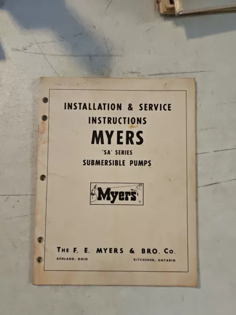 Vtg F. E. Myers SA Series Submersible Pumps Installation & Service Instructions