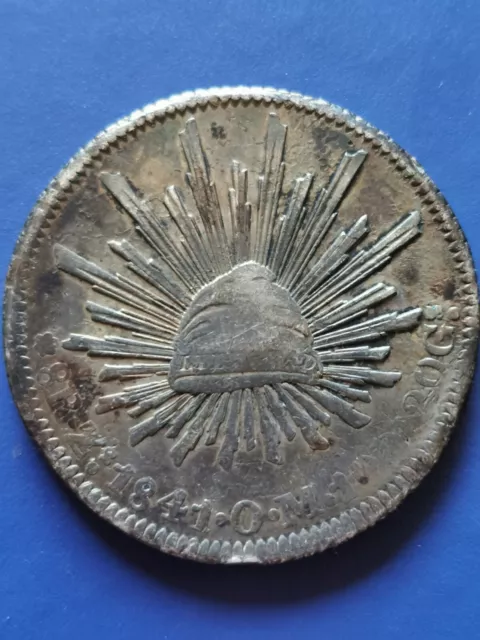 1841 Zs OM MEXICO FIRST REPUBLIC 8 Reales Silver Coin 3