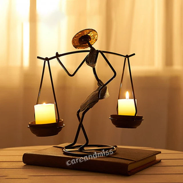 Retro Creative Wrought Iron Doll Candlestick Home Bedroom Romantic Candle Holder 2