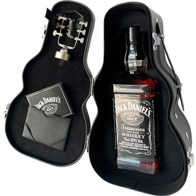 Jack Daniels Guitar Case Gift Box with Bottle Stopper - Limited Edition 