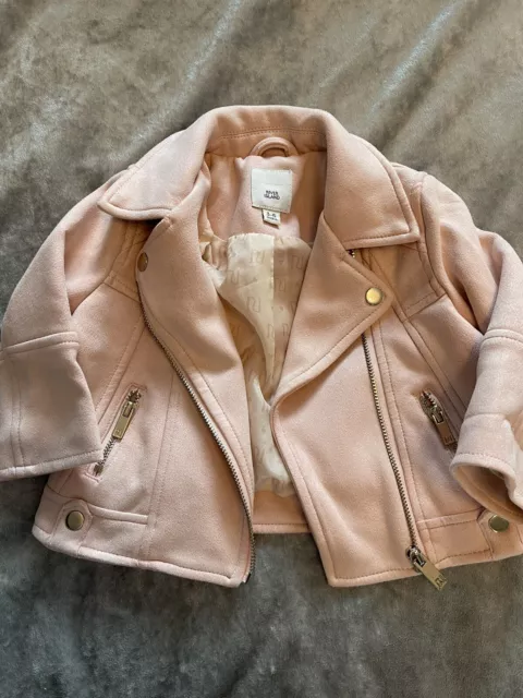RIVER ISLAND 3 6 Months Baby Girl Pink Suede Biker Jacket 6.70 PicClick UK