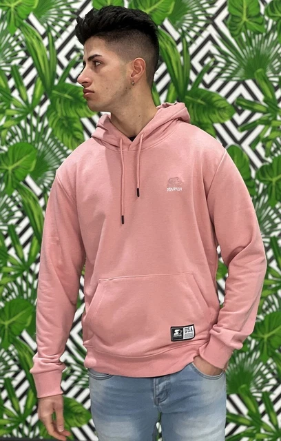 Felpa Uomo Con Cappuccio Colore Rosa Polvere Starter Made In Italy