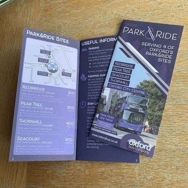 OXFORD BUS COMPANY Park & Ride route map/timetable Sep 2022 edition LATEST ISSUE £1.75 PicClick UK