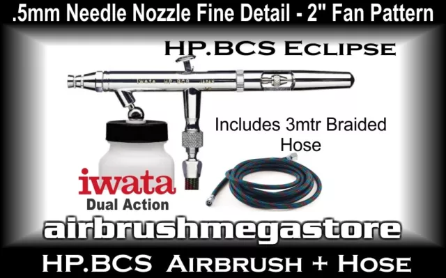 Iwata Eclipse Airbrush HP.BCS .5mm Inc: 3mtr Braided Hose + Free Insured Freight