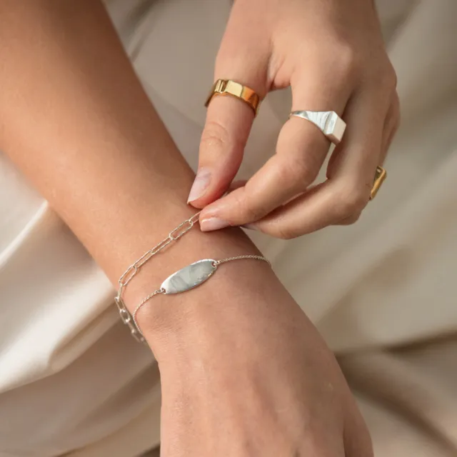 Monica Vinader Alta Textured Chain Bracelet    Sterling Silver  #490