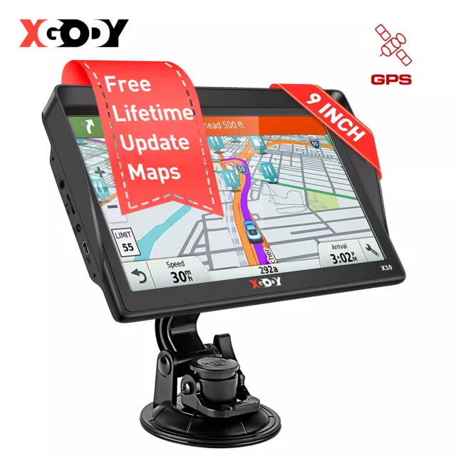 XGODY 9'' Portable GPS Navigation System Truck Navigator with Australia Map