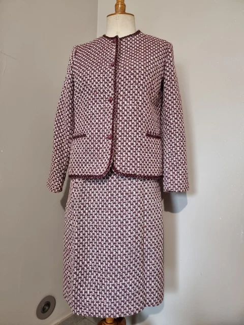 Tailleur Vintage CACHAREL Années 80 - Veste & Jupe 100% Laine T38 - Couleur Rouille Made In Italy
