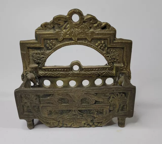 Antique Art Nouveau French Brass Business Card Holder Matches Holder