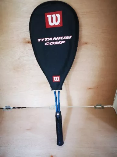 wilson titanium comp squash racket with head cover + ball