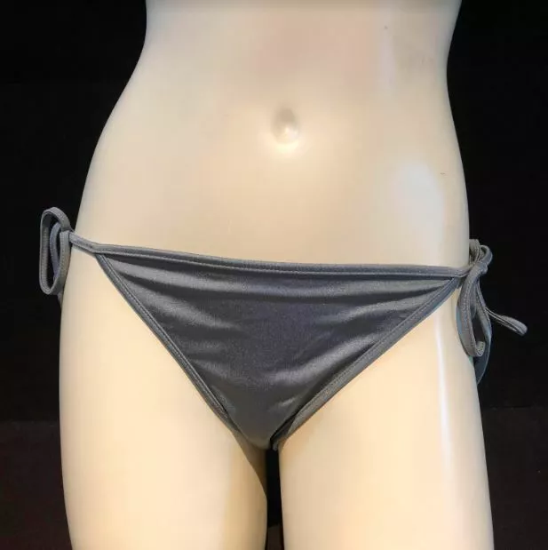 Milly Cabana Biarritz String Bikini Bottom, Shot Gun Silver, Size Medium - NWT