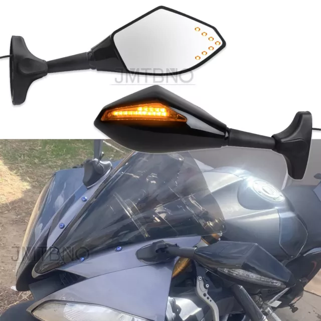 For Yamaha YZF R1 R6 FZ6R YZF600R Motorcycle LED Turn Signals Lights Side Mirror