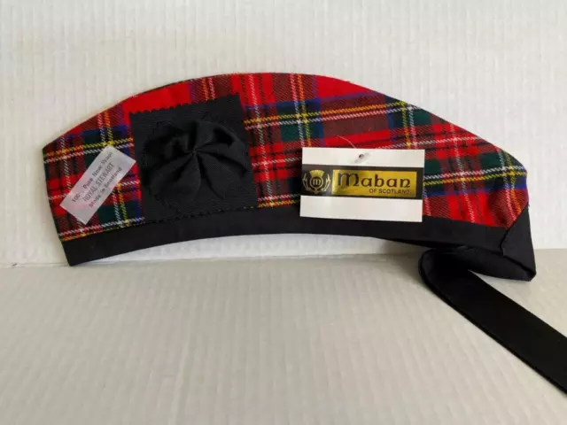 Maban Glengarry Piper Hat Royal Stewart Made Scotland Large Wool NWT SHIPS FREE