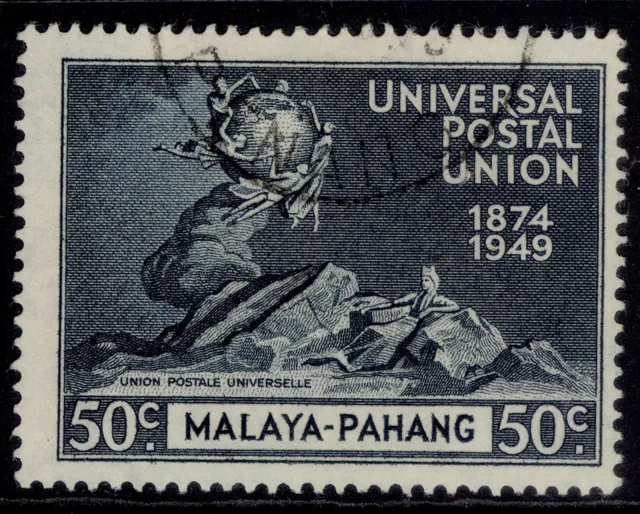 MALAYSIA - Pahang GVI SG52, 50c blue-black UPU, FINE USED.
