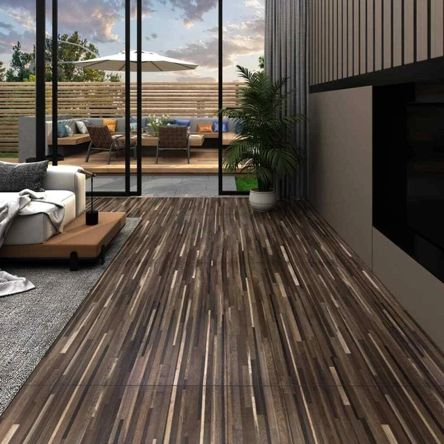 Listoni Autoadesivi in PVC 5,21 m? 2 mm Marrone a Strisce