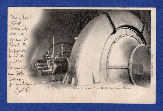 Hf * CPA / Carte Postale : Mines de Lens - Fosse N°12 Ventilateur Rateau 1902