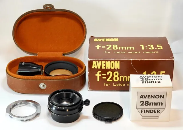 Rare!! [CLA'd MINT w/Box Full set] Avenon MC 28mm f/3.5 Lens For Leica L39 JAPAN