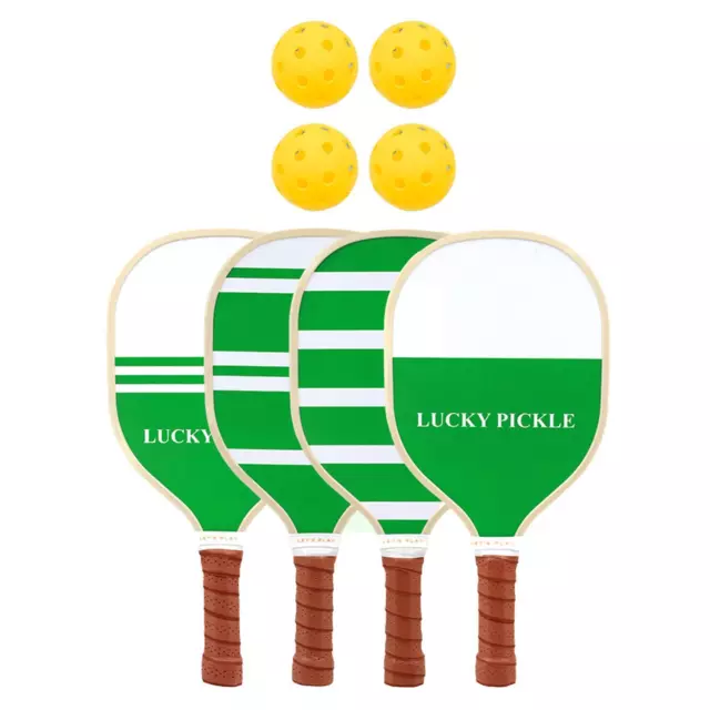 Pickleball Rackets and Ball, 4Pcs Wooden Pickleball Paddles Professional Gift
