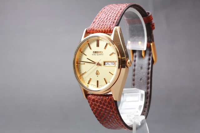 NEAR MINT* SEIKO KING QUARTZ 4823-8000 Gold Dial Day Date Quartz