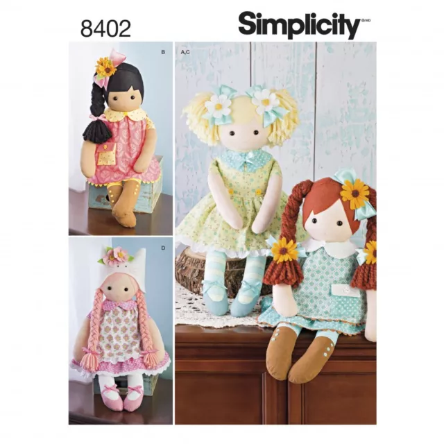 Simplicity Crafts Easy Sewing Pattern 8402 Stuffed Toy Dolls & Doll Cloth...