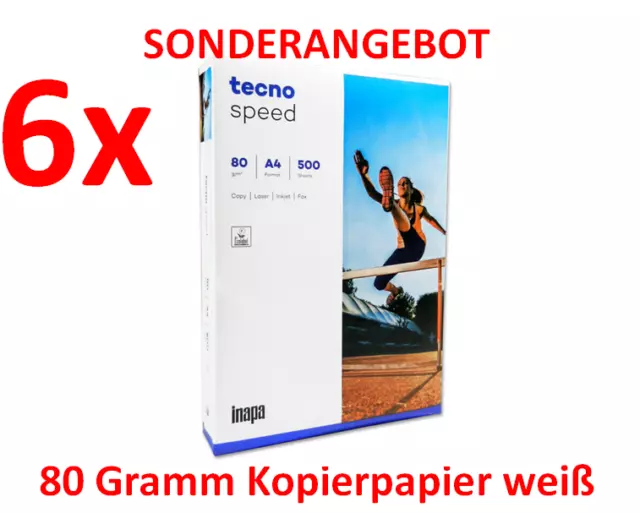 3000 Blatt tecno speed Kopierpapier 80g im neutralen Karton 6x500 Blatt