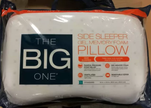 THE BIG ONE Gel Memory Foam Side Sleeper Pillow 16 x 24
