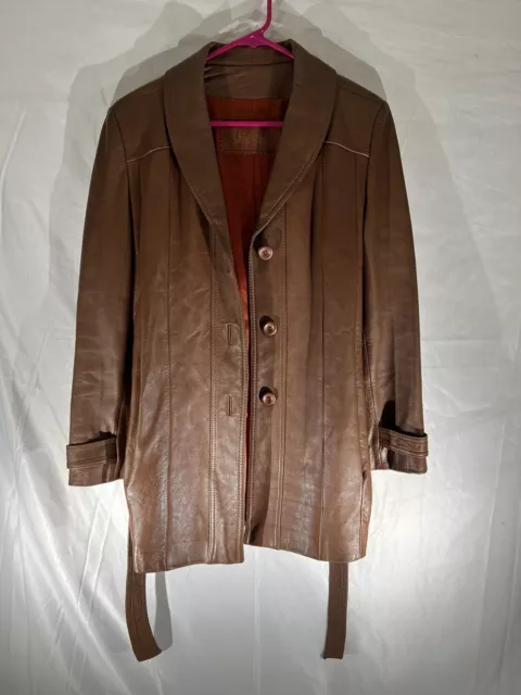 Vtg 70s Skin Gear  Womens Brown Soft Napa Leather Coat … Very Boho  M/L