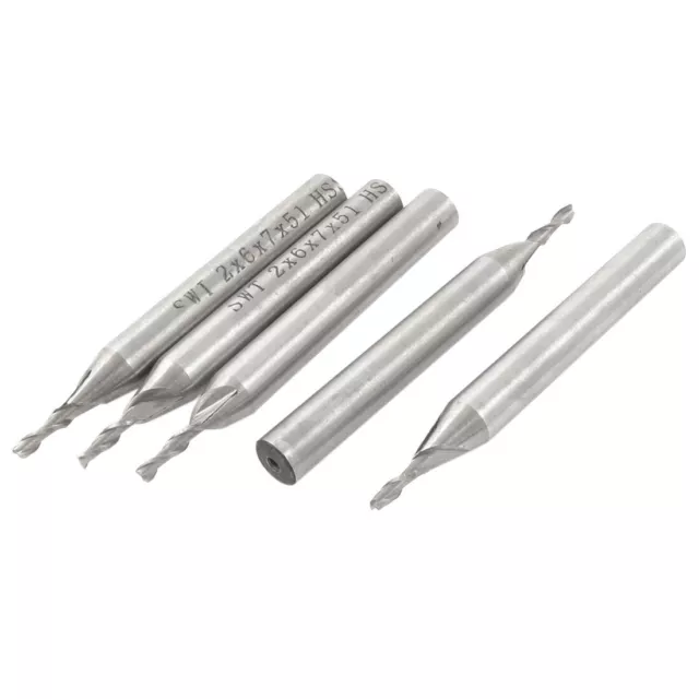 2 Mm X 6 Mm Pouces Hss-Al Tige Droite 2 Flûtes End Mill Cutter 5 Pcs