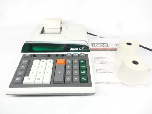 Ibico 1232 Shop Business Printing Calculator Adding Machine 2 extra rolls Works