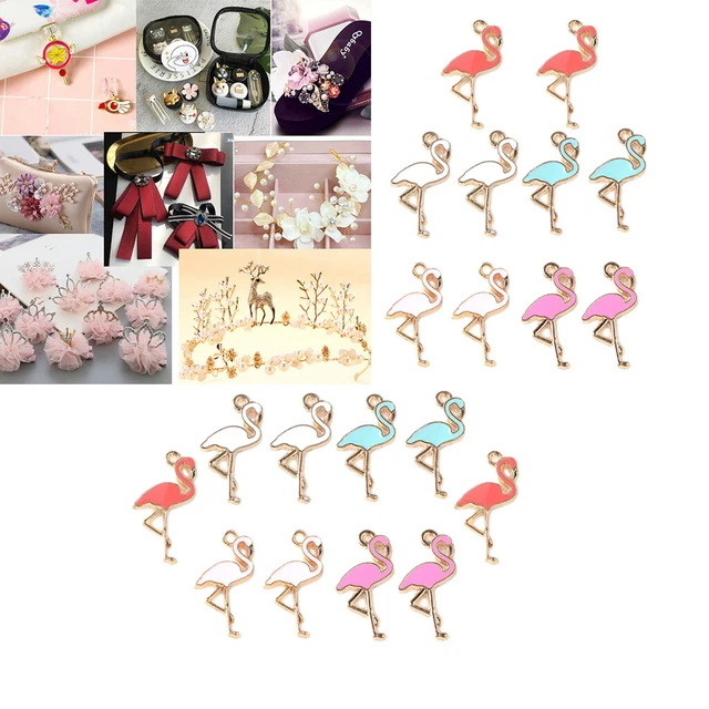 20pcs Emaille Flamingo Charms Anhänger Legierung Perlen für DIY Schmuck